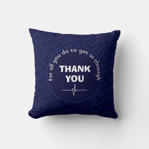 Personalized THANK YOU Health Heroes NAVY Throw Pillow