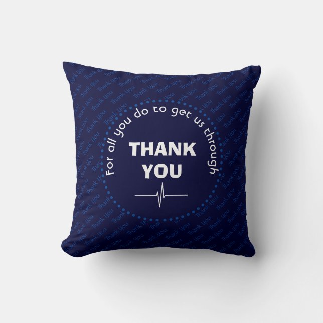 Personalized THANK YOU Health Heroes NAVY Throw Pillow (Front)