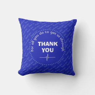 Personalized THANK YOU Health Heroes Royal Blue Throw Pillow