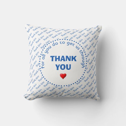 Personalized THANK YOU Health Heroes WHITE Throw Pillow