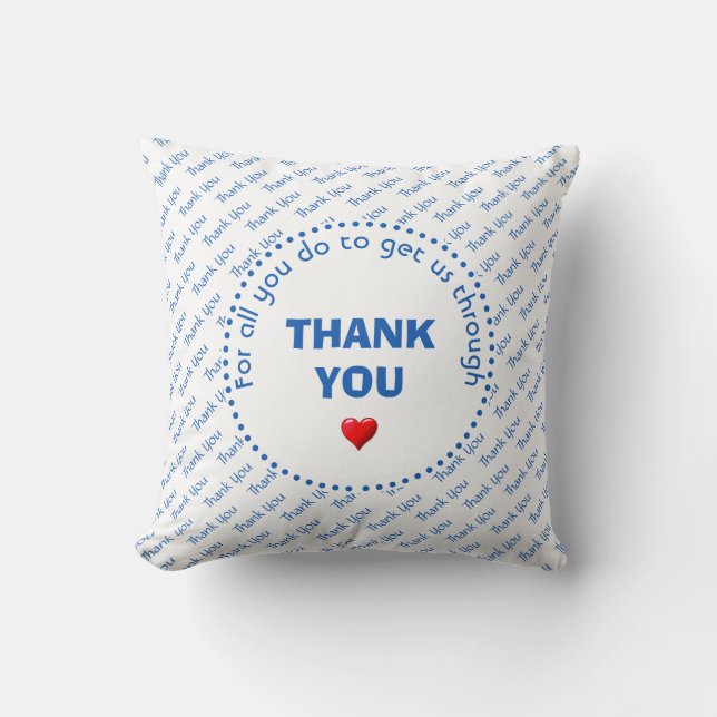 Personalized THANK YOU Health Heroes WHITE Throw Pillow (Front)