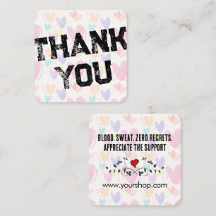 Personalized Thank You Heart Pattern Street Style Square Business Card