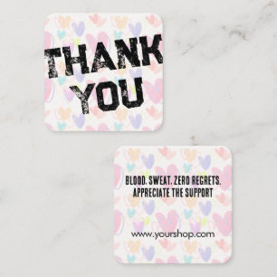 Personalized Thank You Heart Pattern Street Style Square Business Card
