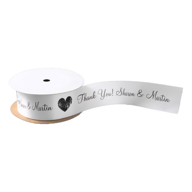 Personalized thank you heart wedding favor ribbon (Spool)