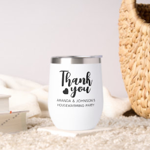 Personalized Thank You Housewarming Party Favors  Thermal Wine Tumbler
