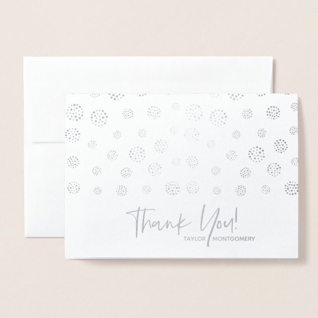 Personalized Thank You Note Silver Foil Card (Front With Envelope)