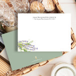 Personalized Thank You Notecards Lavender<br><div class="desc">These personalized thank you notecards features watercolor lavender art in shades of purple and green. The card reverses to a solid sage green color. A beautiful choice for elegant floral notecards and watercolor floral stationery. order a single card or order bulk floral note cards. To see more blank floral note...</div>