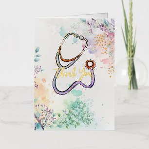 Personalized Thank You Nurse Healthcare Floral Foil Greeting Card