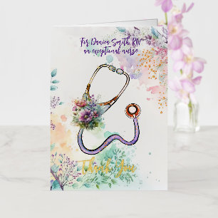 Personalized Thank You Nurse Healthcare Floral Foil Greeting Card