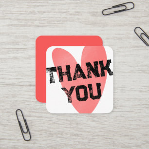 Personalized Thank You Red Heart Street Style Square Business Card