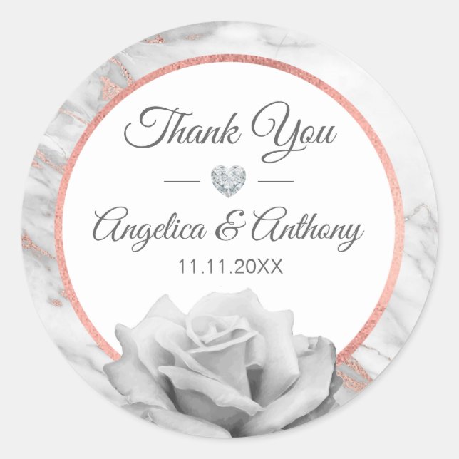 Personalized Thank You Rose Gold Wedding Seals (Front)