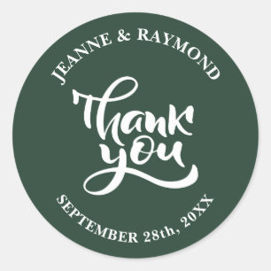 Personalized Thank You Sage Green Wedding Favor Classic Round Sticker