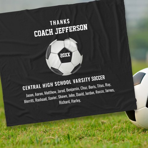 Personalized Thank You Soccer Coach Gift Custom Fleece Blanket