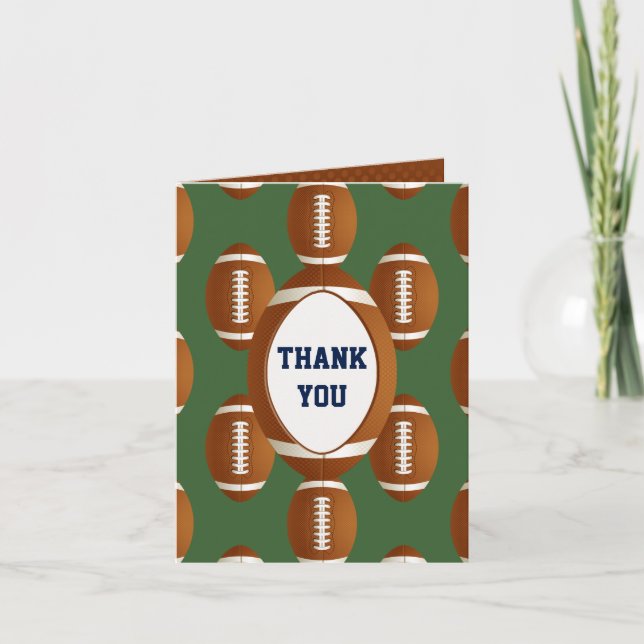 Personalized Thank You Sports Party football theme Card (Front)