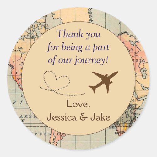 Personalized Thank You Stickers_ Wedding Favors Classic Round Sticker