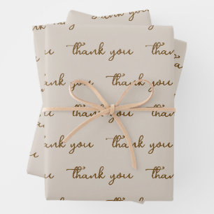 PERSONALIZED THANK YOU STYLISH MODERN BEIGE WRAPPING PAPER SHEETS