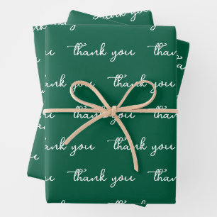 PERSONALIZED THANK YOU STYLISH MODERN DARK GREEN WRAPPING PAPER SHEETS
