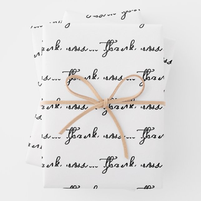 PERSONALIZED THANK YOU STYLISH MODERN WHITE WRAPPING PAPER SHEETS (In situ)