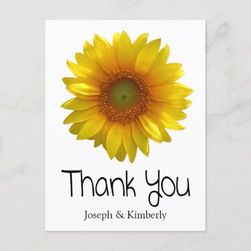 Personalized Thank You Sunflower Greeting Postcard