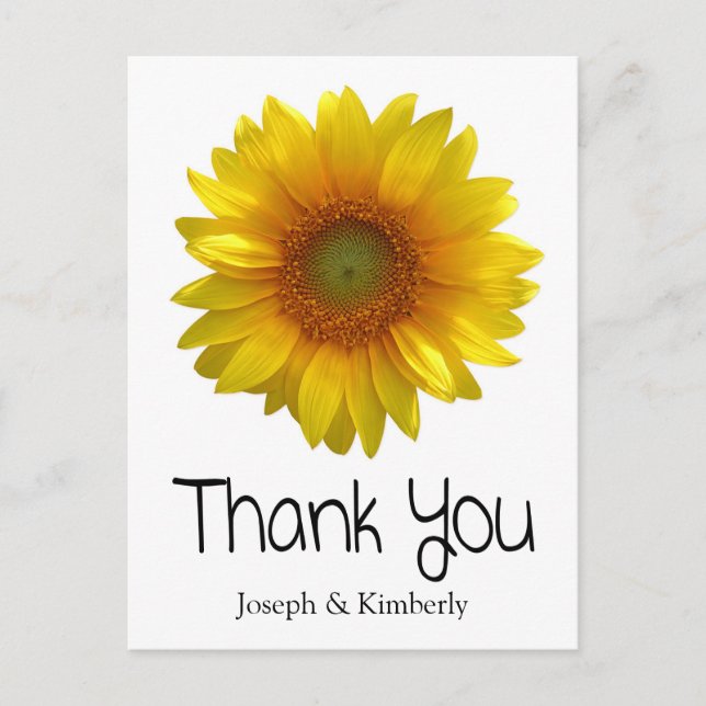 Personalized Thank You Sunflower Greeting Postcard (Front)