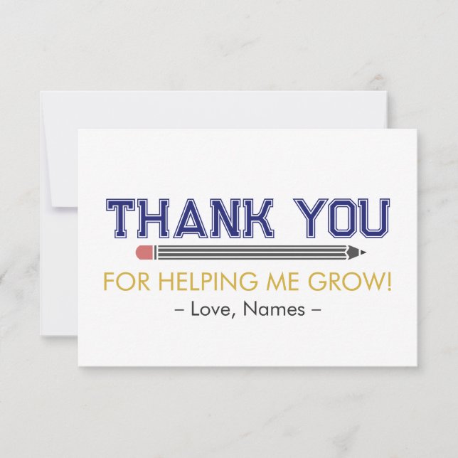 Personalized Thank You Teacher Appreciation Custom Card (Front)