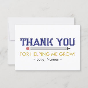 Personalized Thank You Teacher Appreciation Custom Card