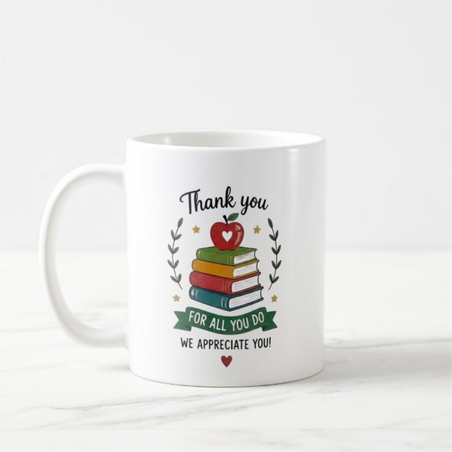 Personalized Thank You Teacher Appreciation Design Coffee Mug (Left)
