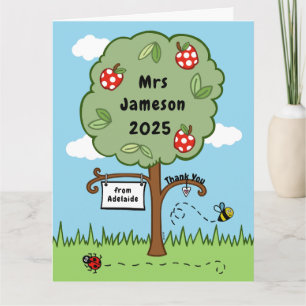 Personalized Thank You Teacher Celebration Tree Card