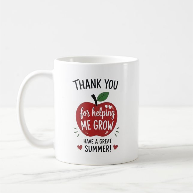 Personalized Thank You Teacher Helping Me Grow Coffee Mug (Left)
