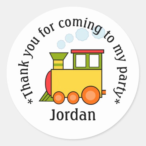 Personalized Thank you Train Birthday  Classic Round Sticker