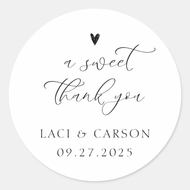 Personalized "Thank You" Wedding Favor Sticker (Front)
