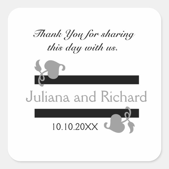 Personalized Thank You Wedding Favor Stickers (Front)