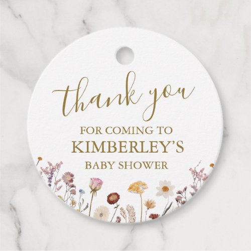 Personalized Thank You Wildflower Baby Shower Favor Tags