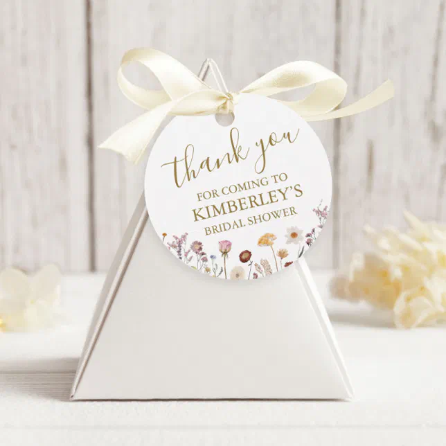 Personalized Thank You Wildflower Bridal shower Favor Tags | Zazzle