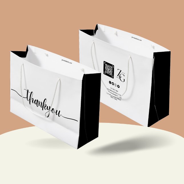 Personalized Thank You With Custom Logo Business Large Gift Bag (Creator Uploaded)
