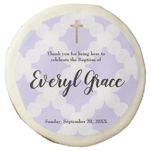 Personalized Thank Your Purple Baptism Favor  Sugar Cookie