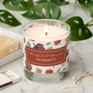 Personalized Thankful & Blessed Autumn Scented Candle