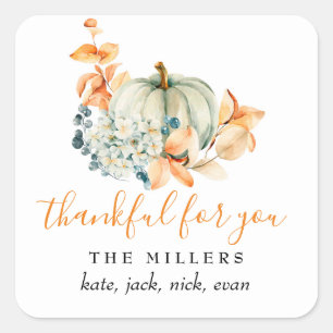Personalized Thankful for You Thanksgiving Gift Square Sticker
