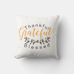 Personalized 'Thankful, Grateful, blessed' Throw Pillow