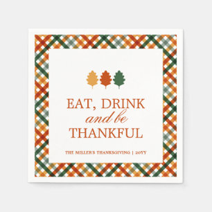 Personalized Thankful Thanksgiving Dinner Napkins