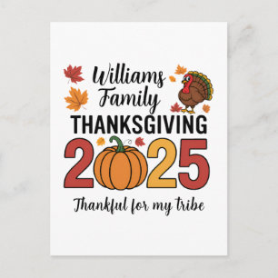 Personalized Thanksgiving 2025 Pumpkin Family Postcard