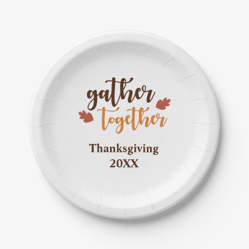 Personalized Thanksgiving Autumn Gather Together Paper Plates