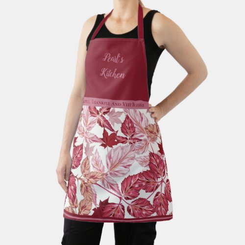 Personalized Thanksgiving Blessed Fall Leaves Apron