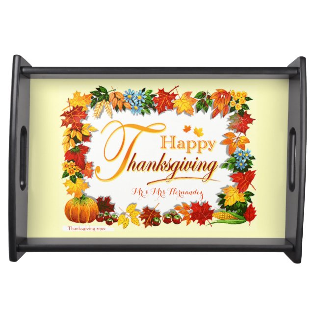 Personalized Thanksgiving Cafe Serving Tray (Front)