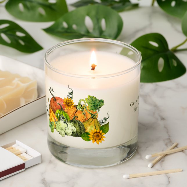 Personalized Thanksgiving Candle Dinner Table Gift (Lit)