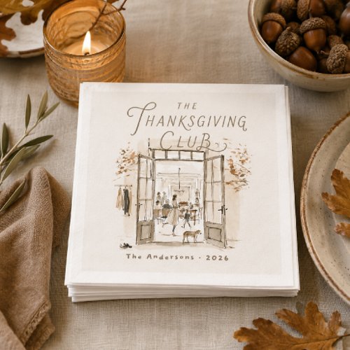 Personalized Thanksgiving Club Watercolor Napkins