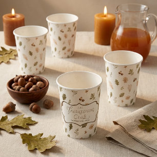 Personalized Thanksgiving Club Watercolor Paper Cups