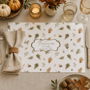 Personalized Thanksgiving Club Watercolor Placemat