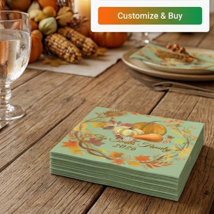 Personalized Thanksgiving Custom Autumn tabledecor Napkins