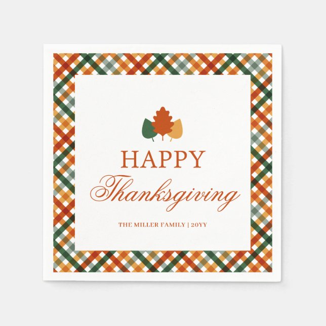 Personalized Thanksgiving Dinner Party Napkins (Front)